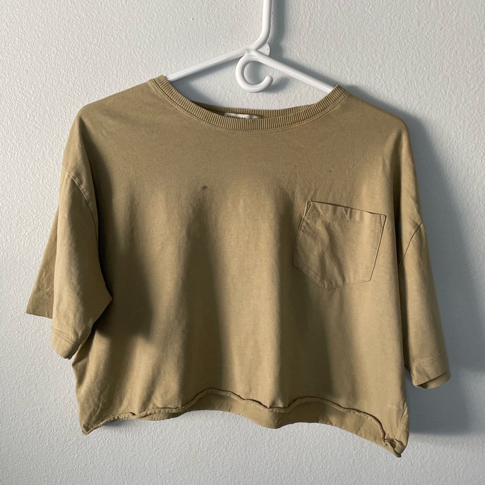Large Cotton On Olive Green Tee Crop Top